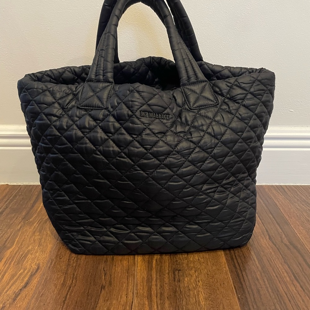 MZ Wallace Black Quilted Nylon Small Metro Tote